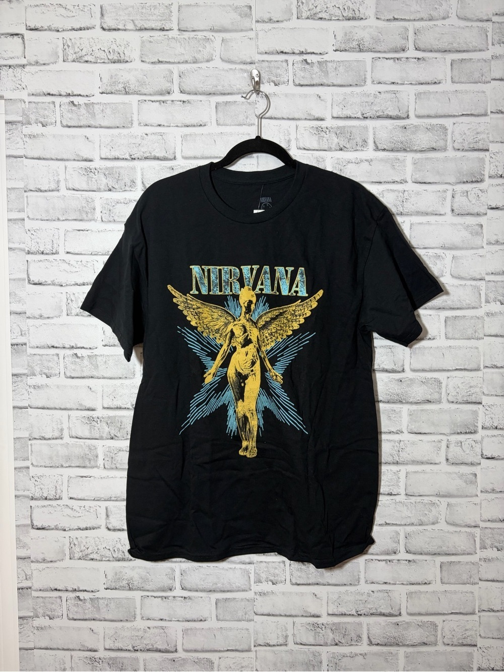 NIRVANA Black Tee with White Logo Unisex Rare